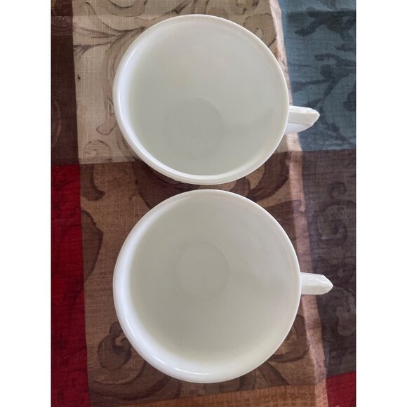 Orange Blossom And Leaf Indiana Glass Retro Milk Glass Cups - Picture 2 of 7